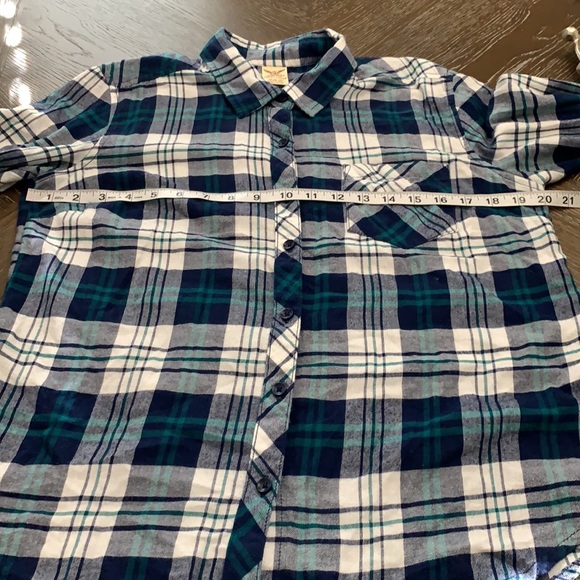 Faded Glory blue plaid flannel button down long sleeve shirt - Picture 13 of 15